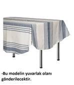 Giz Home Pamuklu Yuvarlak Masa Örtüsü (160Q)- Çizgili - 2