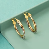 2,5 cm Çaplı 14 Ayar Halka Altın Küpe - 4