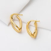 2,5 cm Çaplı 14 Ayar Asimetrik Altın Küpe thumbnail 3