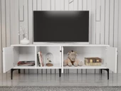 Wood'n Love Hira 160 Cm Metal Ayaklı Tv Ünitesi - Beyaz / Siyah - 3
