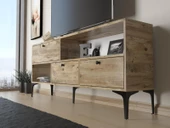 Wood'n Love Katre 150 Cm Metal Ayaklı Tv Ünitesi - Atlantik Çam / Siyah - 2