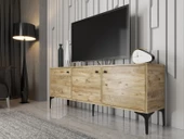 Wood'n Love Bello 160 Cm Metal Ayaklı Tv Ünitesi - Konsol - Atlantik Çam / Siyah - 1