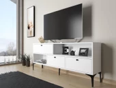 Wood'n Love Katre 150 Cm Metal Ayaklı Tv Ünitesi - Beyaz / Siyah - 1