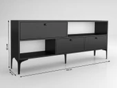 Wood'n Love Katre 150 Cm Metal Ayaklı Tv Ünitesi - Siyah / Siyah - 6