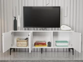 Wood'n Love Bello 160 Cm Metal Ayaklı Tv Ünitesi - Konsol - Beyaz / Siyah - 3
