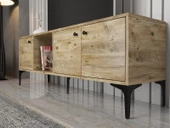 Wood'n Love Hira 160 Cm Metal Ayaklı Tv Ünitesi - Atlantik Çam / Siyah - 2