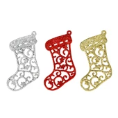 Yılbaşı Çam Ağacı Süsü Dekoratif Çizme 10 cm 3'lü thumbnail 1