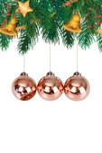 Yılbaşı Çam Ağacı Süsü Rose Gold Top 4 cm 6'lı thumbnail 2
