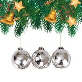 Yılbaşı Çam Ağacı Süsü Gümüş Top 4 cm 6'lı thumbnail 1