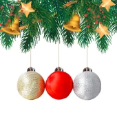 Yılbaşı Çam Ağacı Süsü Simli Rengarenk Top 4 cm 6'lı thumbnail 1