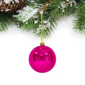 Yılbaşı Çam Ağacı Süsü Fuşya Top 6 cm 6'lı thumbnail 1