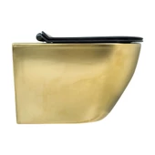 Fıore Mat Gold Kanalsız Asma Klozet+Soft Kapa Wh-818+Cs-22 - 1