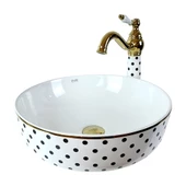 Puantıye Beyaz Sıyah Çanak Lavabo Bw-175 - 1