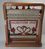 100tel Seni Seviyorum Motifli El Dokuması Hediyelik Minyatür Halı - 3