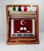 100tel Avukat İsim Motifli El Dokuması Hediyelik Minyatür Halı - 1