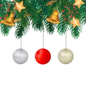 Yılbaşı Çam Ağacı Süsü Asorti Simli Top 6 cm 6'lı thumbnail 2