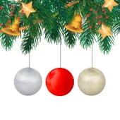 Yılbaşı Çam Ağacı Süsü Asorti Simli Top 6 cm 6'lı thumbnail 1