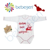 Dedem Beni Seviyoo Bebek Zıbını Uzun Kollu Kırmızı Yazılı - 1