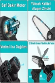 Anadolu Strong Çift Akülü Çift Zincirli Budama Testeresi Taşıma Çantalı 48Vf Şarjlı Testere Eldiven - 3