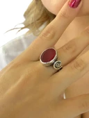 El Üretim Yakut Taş Otantik 925 Ayar Gümüş Yüzük - 3