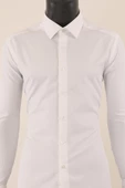 Uzun Kol Slim Fit Damatlık Beyaz Gömlek - 2