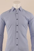 Uzun Kol Slim Fit Çizgili Gömlek - 7