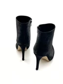 Potinonline K1034 Kadın Yılan Baskılı Sivri Topuk Kısa Bot&Bootie - 9