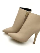 Potinonline K1034 Kadın Yılan Baskılı Sivri Topuk Kısa Bot&Bootie - 4