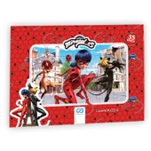 Miraculous Uğur Böceği ve Kara Kedi Frame Puzzle/Yapboz 35 Parça Kırmızı - 1