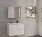 Royal 80 Cm Beyaz Led Aynalı Banyo Dolap Takımı - 1