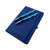 İsme Özel Lastikli Defter 2'li Tükenmez Versatil Kalem Seti - 1