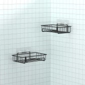 TEKNOTEL YAPIŞKANLI KANCALI 2 ADET BANYO RAFI MAT SİYAH ST242H - 3