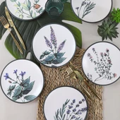 Keramika Keraart Çiçek Bahçesi Pasta Tabağı 20 Cm 6 Adet - 18938-39-40-41-42-43 - 1