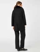 Koton Kadın Kruvaze Kaşe Kaban Peluş Detaylı - 4