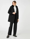 Koton Kadın Kruvaze Kaşe Kaban Peluş Detaylı - 2