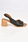 Papuçcity 02189 5 Cm Topuklu Kadın Deri Sandalet Ayakkabı - 4