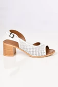 Papuçcity 02189 5 Cm Topuklu Kadın Deri Sandalet Ayakkabı - 10