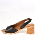 Papuçcity 02189 5 Cm Topuklu Kadın Deri Sandalet Ayakkabı - 5