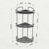 TEKNOTEL ÜÇ KATLI BANYO KÖŞE RAFI KANCALI KROM LM009H - 4
