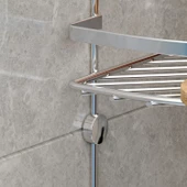 TEKNOTEL ÜÇ KATLI BANYO KÖŞE RAFI KANCALI KROM LM009H - 3