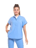 SANEM- Kadın Likralı Buz Mavi Üniforma Üst thumbnail 1