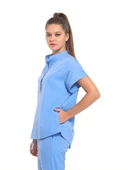 SANEM- Kadın Likralı Buz Mavi Üniforma Üst thumbnail 2