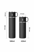 316 Paslanmaz Çelik Termos Bardak 580 Ml Bardaklı 20 Saat Sıcak-soğuk Thermos Mug Kupa Coffee - 5