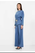 Modatalika Kadın Beli Kemerli Bluz Pantolon İkili Takım - 5