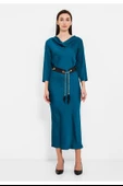 Modatalika Kadın Kemer Hediyeli Saten Elbise thumbnail 8