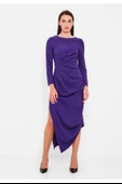 Modatalika Kadın Asimetrik Kesim Büzgü Detaylı Elbise thumbnail 5