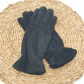 Siyah Renk Süet Deri Eldiven - 6