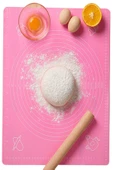 Silikon Hamur Matı Hamur Açma Pasta Fırın Altlığı Matı Ölçülü Hamur Yoğurma Pembe Orta Boy 50X40 - 1
