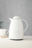 1 LT Isı Yalıtımlı Çay Ve Soğuk Su Termosu Soft Beyaz (12 Saat Sıcak Tutar& İçi Camdır) - 4