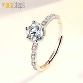 Modasteps 925 ayar gümüş yüksek kaliteli kristal zirkon yüzük - 1